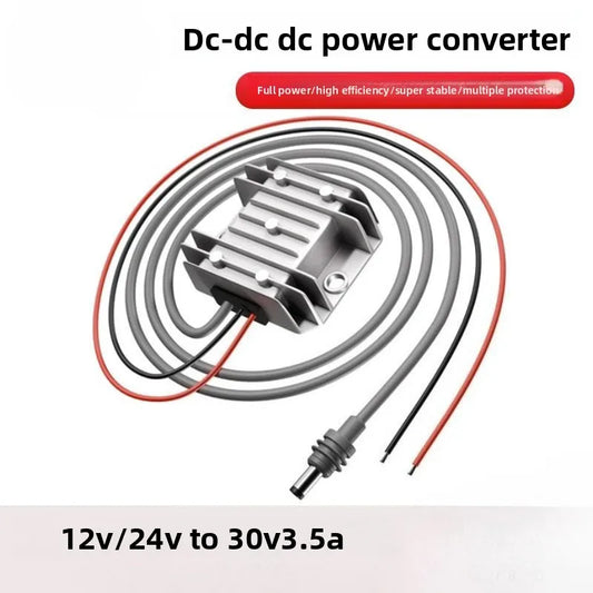 Starlink GEN3105W mini power converter converts 12V/24V to 30V 3.5A with battery clip for RV applications, waterproof design.