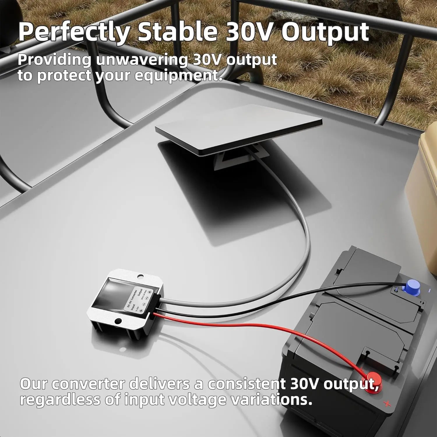 BackupMyFilesNow Starlink Mini Step-Up Power Cable converts 12V/24V to 30V at 3.5A with DC input and output.