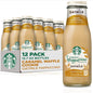 12-pack of Starbucks Mocha Frappuccino coffee drinks in 13.7 fl oz bottles, featuring creamy mocha flavor and caramel accents.