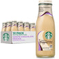 12-pack of Starbucks Mocha Frappuccino coffee drinks in 13.7 fl oz bottles, featuring caramel flavor and creamy coffee beverage.