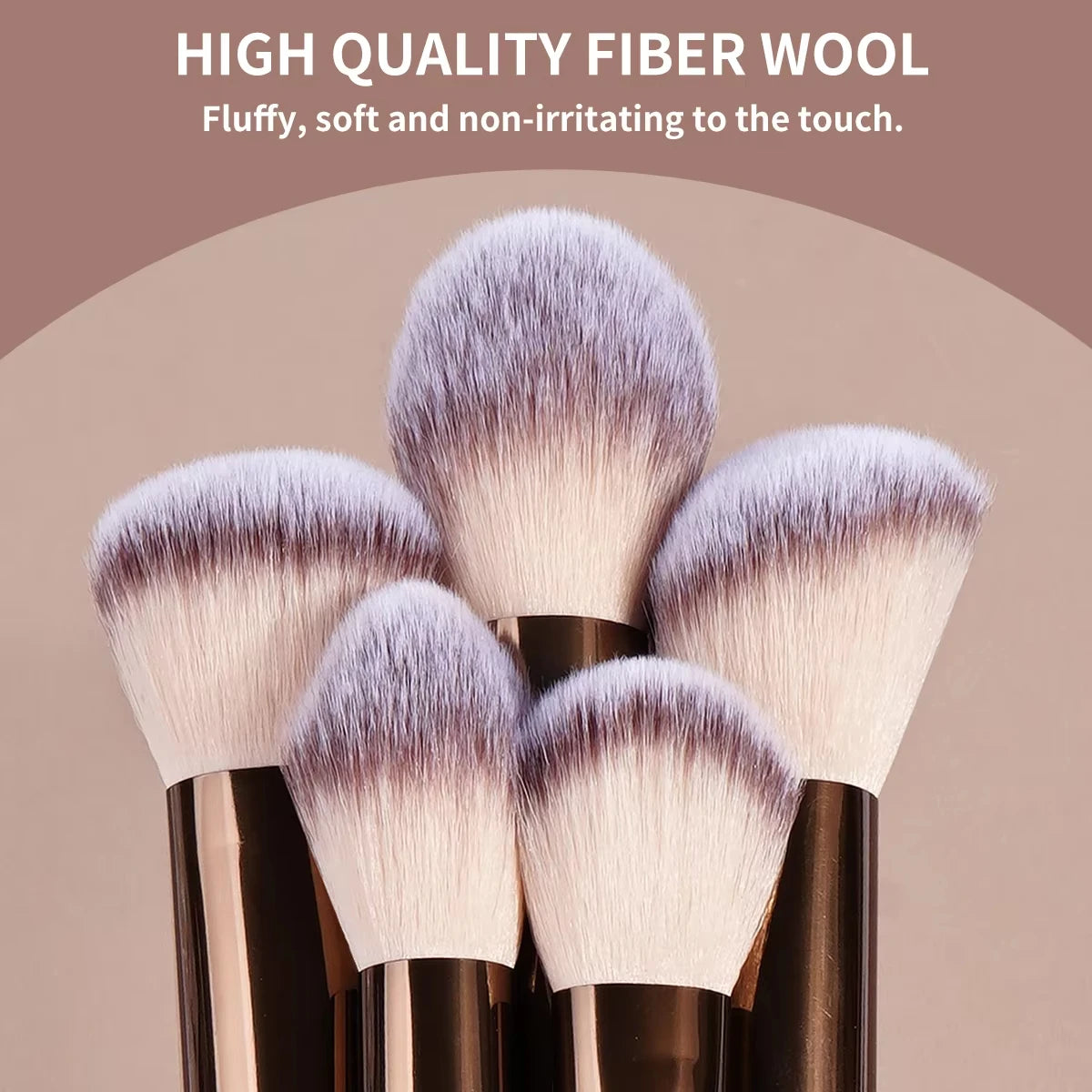 13-piece makeup brush set including foundation, concealer, eyeshadow, blush, and kabuki brushes for face and blending.
