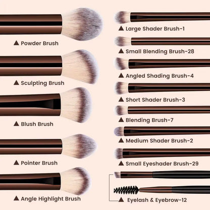 13-piece makeup brush set from BackupMyFilesNow.com with foundation, concealer, eyeshadow, blush, kabuki, and blending brushes for face.