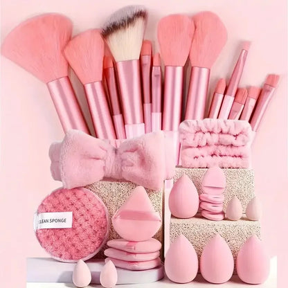 33-piece BackupMyFilesNow beauty makeup kit with large and small sponges for flawless application and makeup removal.
