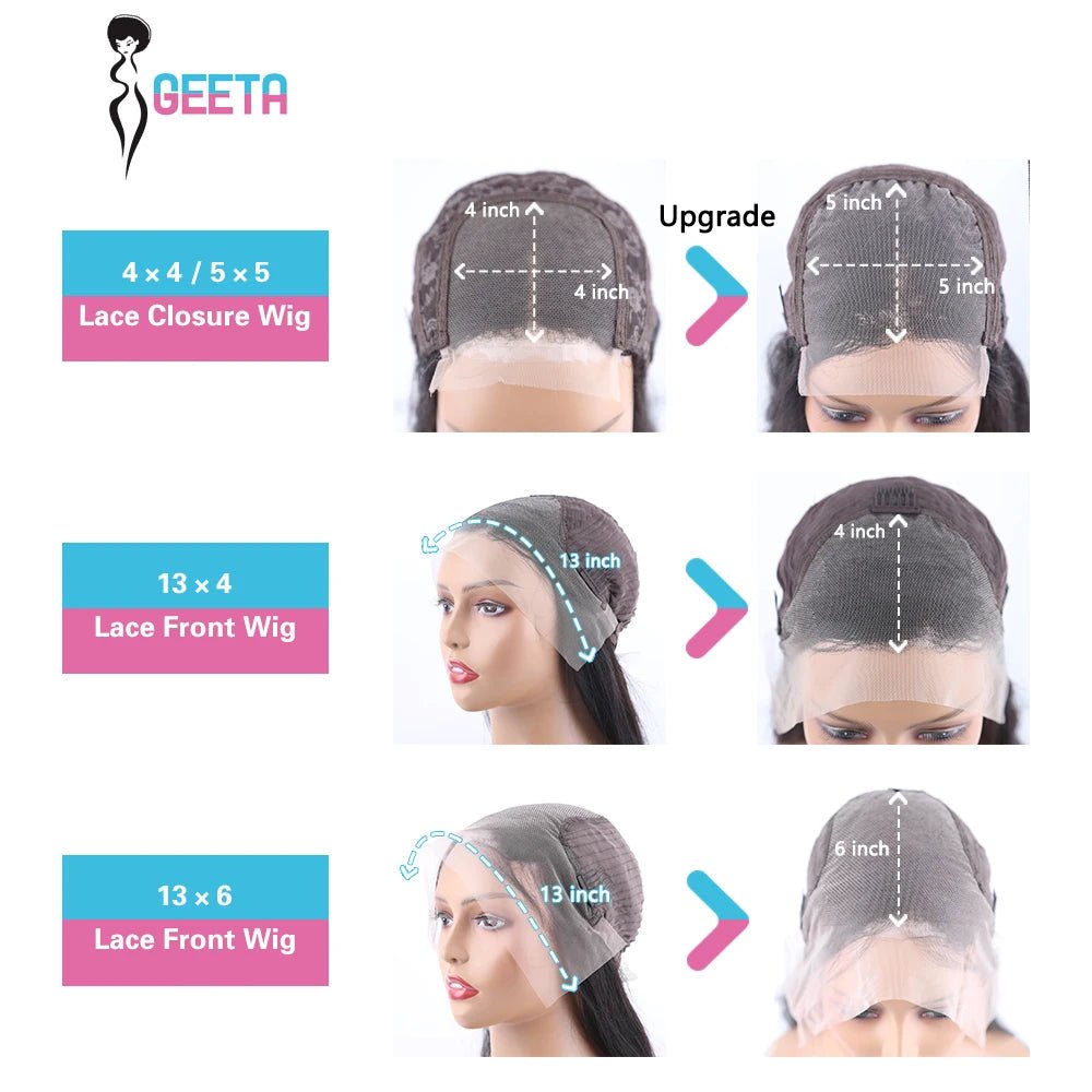 HD lace frontal wig with 13x6 and 13x4 transparent lace, human hair, 30-inch bone straight style, 24-inch length, 220 density