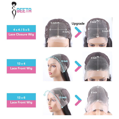 HD lace frontal wig with 13x6 and 13x4 transparent lace, human hair, 30-inch bone straight style, 24-inch length, 220 density
