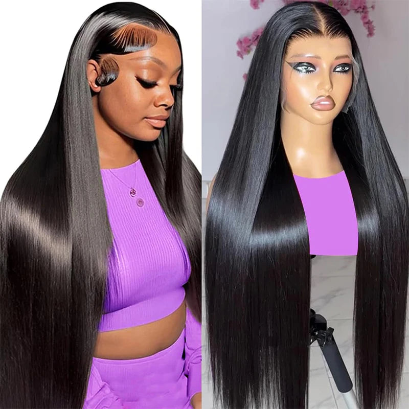 Malaysia human hair lace front wig, 13x6 bone straight, 30-inch pre-plucked 100% Malaysian hair lace frontal wig for women.