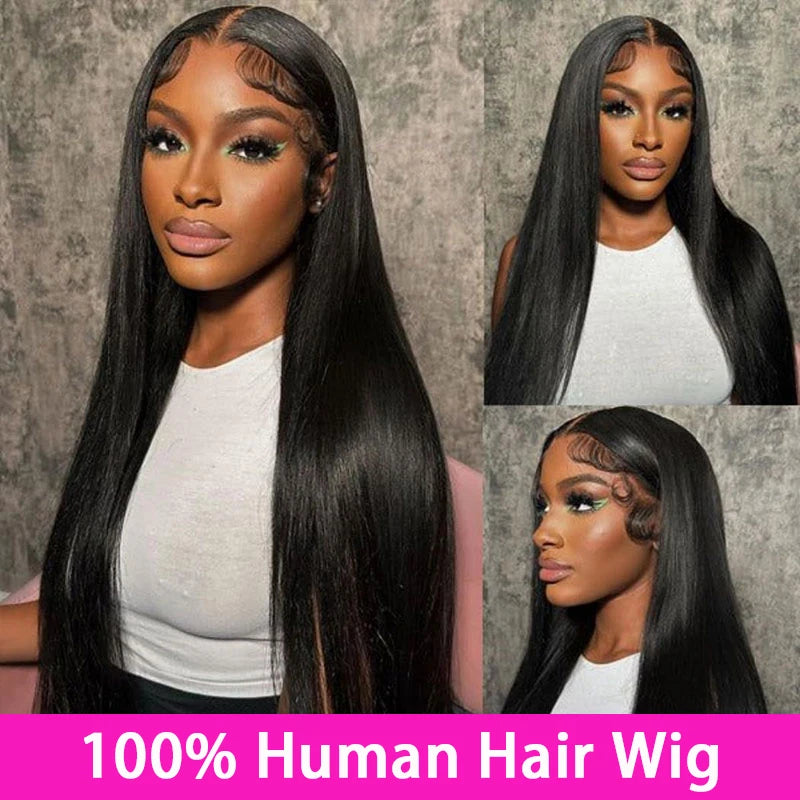 Malaysia human hair lace front wig, 13x6 bone straight 30-inch lace frontal wig for women, pre-plucked, natural hairline.