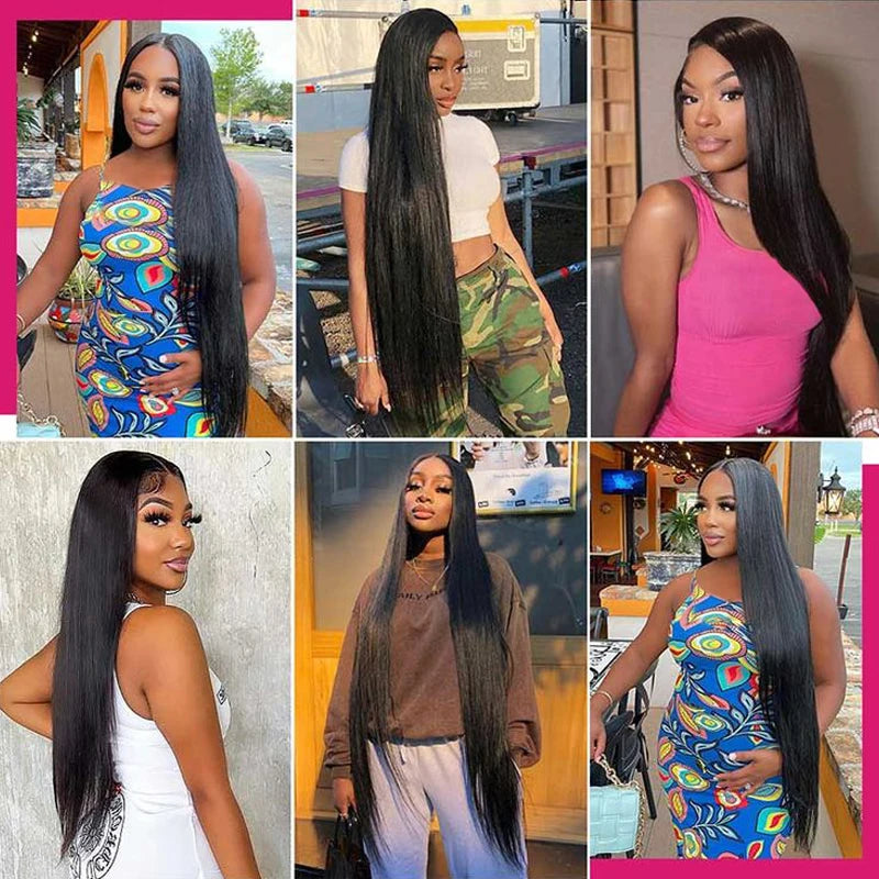 Malaysian human hair lace front wig, 13x6 bone straight, 30-inch, pre-plucked, 13x4 lace frontal wig for women, natural look