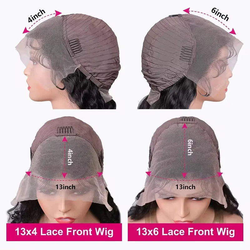 Malaysia human hair lace front wig with 13x6 bone straight design, 30 inches, pre-plucked, for women.