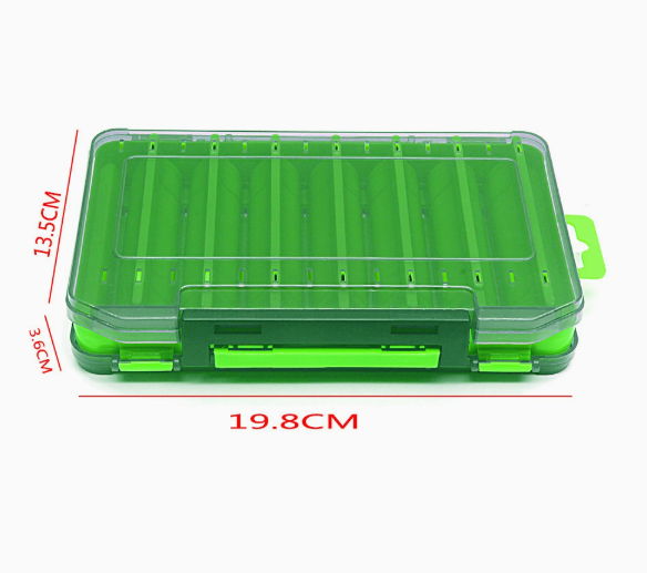 Blue durable dual-sided fishing tackle box with 14 compartments from BACKUPMYFILESNOW.COM® for organized fishing gear storage.