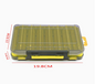 Blue durable dual-sided fishing tackle box with 14 compartments, designed for organized storage of fishing gear.