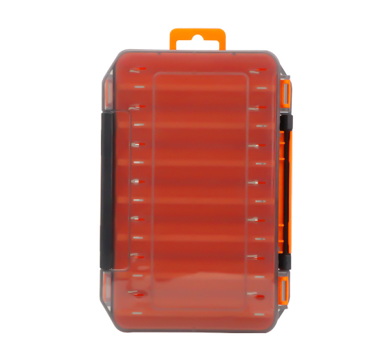 Blue durable dual-sided fishing tackle box with 14 compartments from BACKUPMYFILESNOW.COM® for organized fishing gear storage.