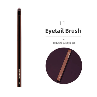 Hourglass makeup brush set for powder, foundation, concealer, blush, bronzer, eye shadow, eyebrows, and eyeliner application.