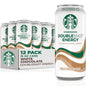 12-pack of Starbucks Doubleshot Energy Drink cans featuring caramel iced coffee, 15 fl oz each, with white chocolate flavor.