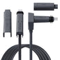 Gray 150ft Starlink Gen 2 extension cable by STARGEAR, waterproof and compatible with Starlink V2 satellite with end caps.