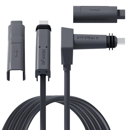 Gray 150ft STARGEAR for Starlink Gen 2 extension cable with waterproof end caps, compatible with Starlink V2 satellite.
