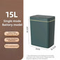 White 15L smart bathroom trash can with touchless sensor, narrow design, automatic electronic lid for home and kitchen use.