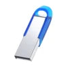 Blue USB flash drive by BackupMyFilesNow.com, 16GB stick style, customizable, USB 2.0 version, portable data storage device.