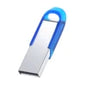 Blue USB flash drive by BackupMyFilesNow.com, 16GB stick style, customizable, USB 2.0 version, portable data storage device.