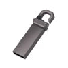 Silver metal USB 2.0 flash drive with custom logo printed, key pen style design, compact and new condition.
