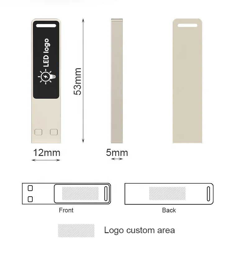 Silver 16GB USB flash drive with glowing logo, used for photo storage and external data backup from BackupMyFilesNow.com.