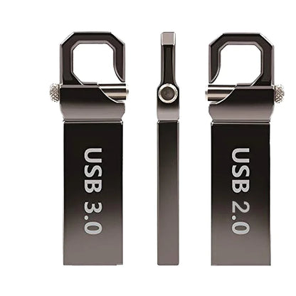 Black 16GB USB 2.0 flash drive with custom logo, available in 16GB, 32GB, 64GB, and 128GB capacities for personalized storage.