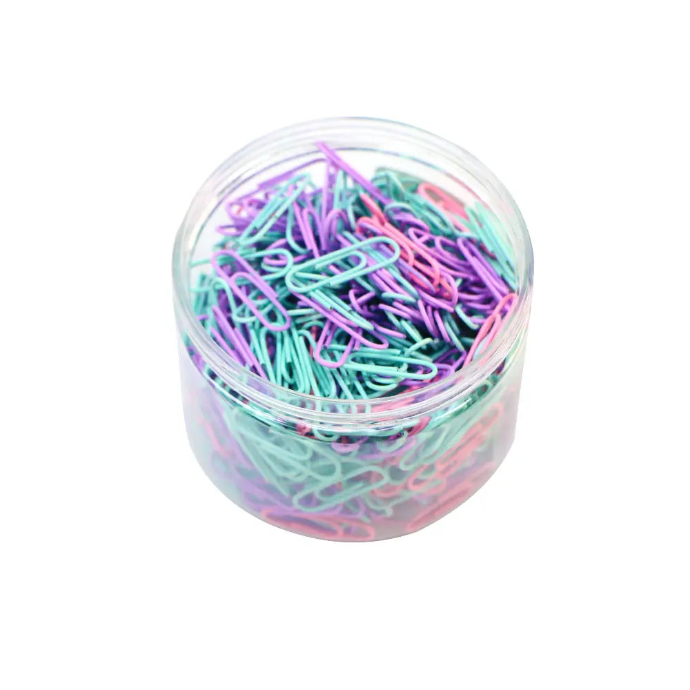 Set of 160 colorful stainless steel paper clips for office organization, file bookmarking, and stationery use.