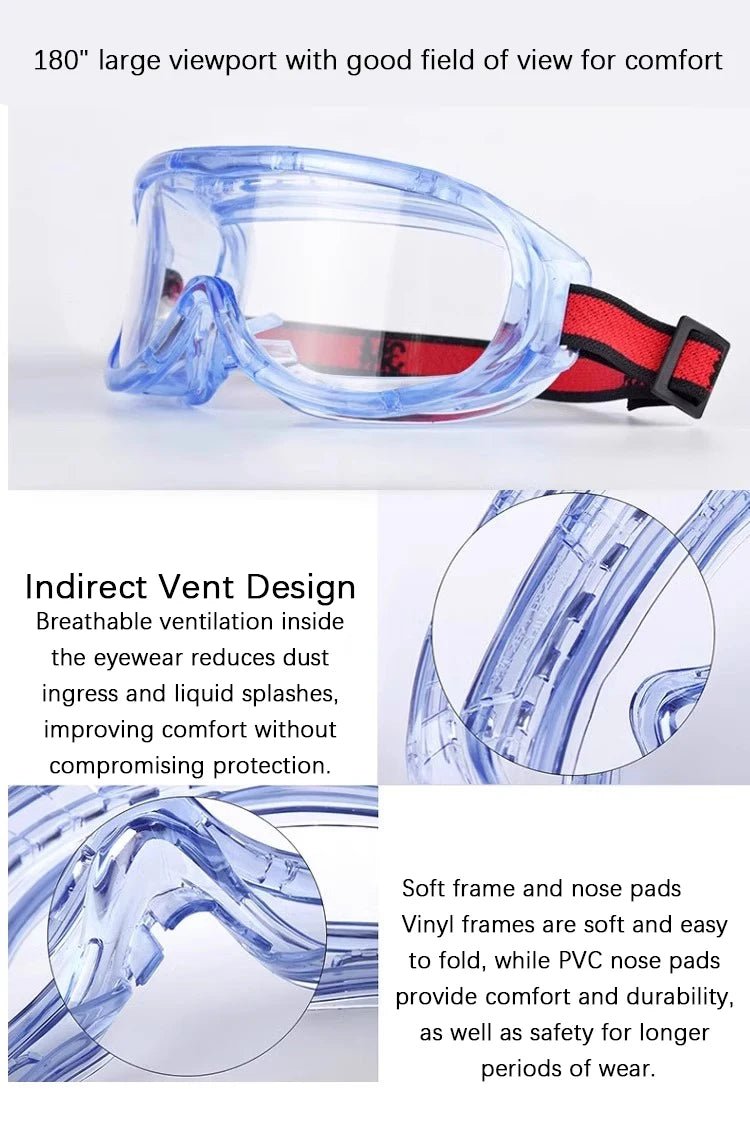 3M 1621 safety goggles with clear lenses, anti-splash dust-proof eye protection for industrial work and laboratory safety.