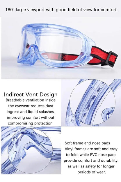 3M 1621 safety goggles with clear lenses, anti-splash dust-proof eye protection for industrial work and laboratory safety.