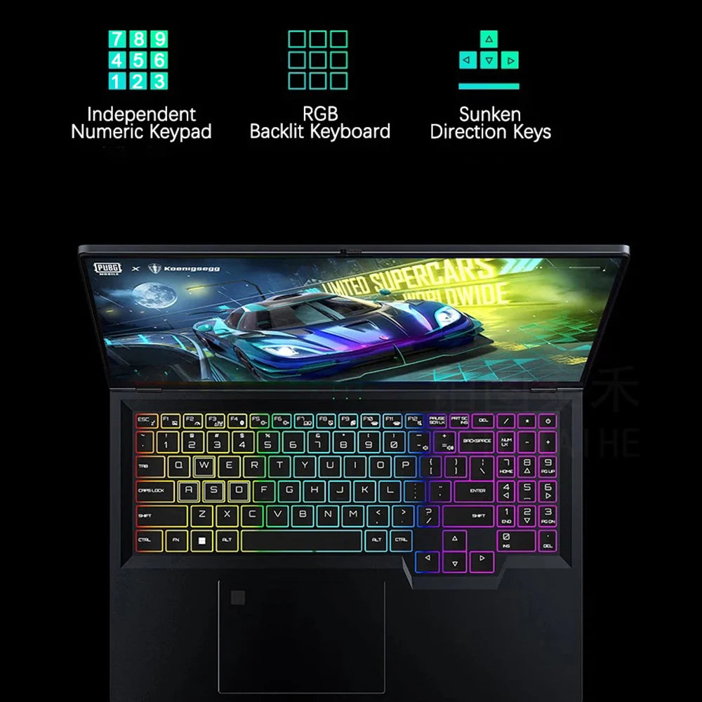 Crelander 16-inch gaming laptop with Intel Core i9, 2.5K IPS display, RTX 4080, 64GB RAM, and 4TB SSD.