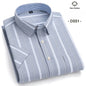 Men's casual summer shirt from BACKUPMYFILESNOW.COM®; 100% pure cotton Oxford shirt with plaid, striped pattern, short sleeves, single pocket.