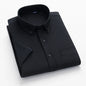 Men's 2026 pure cotton Oxford short sleeve shirt with plaid, solid stripes, square collar, and single pocket for casual summer wear.