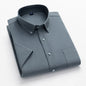 Men's casual summer shirt with short sleeves, plaid and striped design, pure cotton, square collar, single pocket, from BACKUPMYFILESNOW.COM®