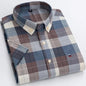 Men's casual summer shirt with short sleeves, plaid and striped patterns, 100% cotton, square collar, single pocket, from BACKUPMYFILESNOW.COM®