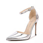 Gold professional French high heels with one-liner strap, pointed toe, thin heel, hollow design, and versatile style.