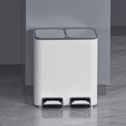 Stainless steel double 9L trash can with lid and pedal, suitable for kitchen, bathroom, or bedroom use.