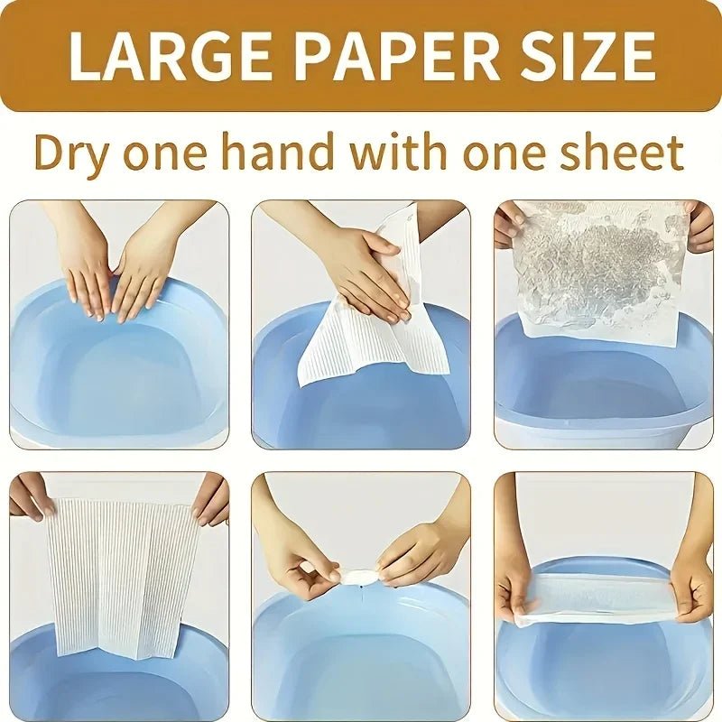 Disposable paper towels from BACKUPMYFILESNOW.COM® for kitchen and bathroom cleaning, convenient, hygienic, and super absorbent.