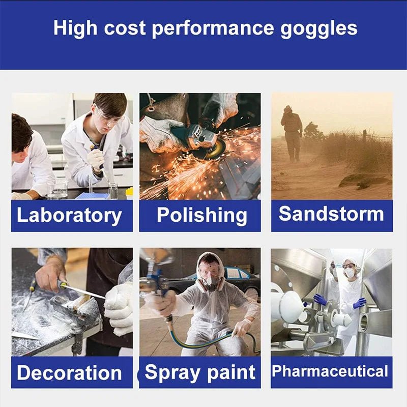 Clear anti-fog safety goggles with elastic strap, protective eye wear for lab work, painting, cleaning, and gardening by BACKUPMYFILESNOW.COM®