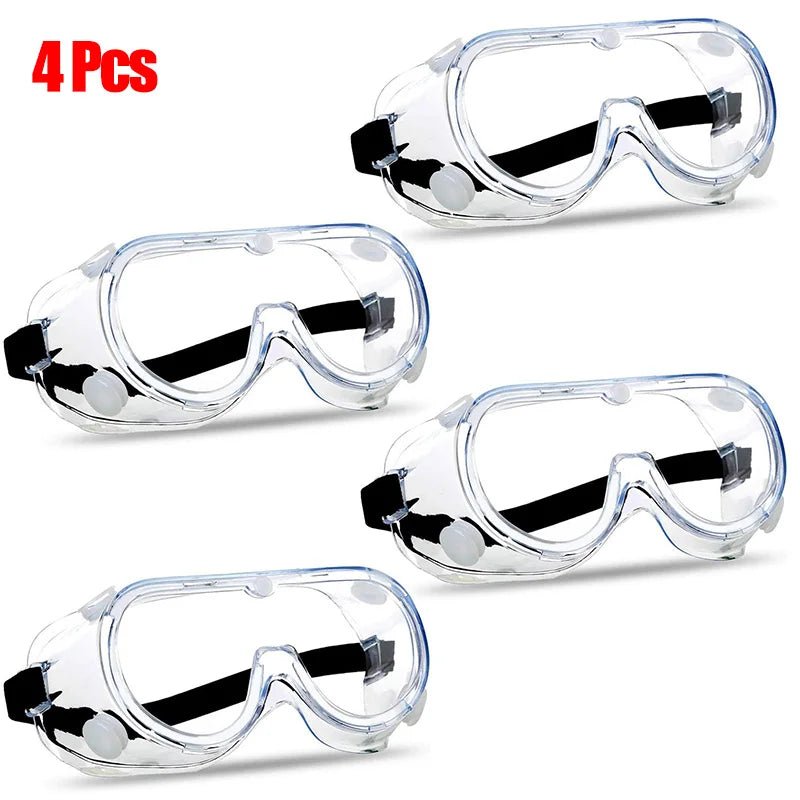 Clear safety goggles with elastic strap, anti-fog protective eye wear for lab work, painting, cleaning, and gardening by BACKUPMYFILESNOW.COM®