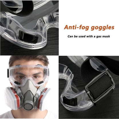 Antifog protective safety glasses by BACKUPMYFILESNOW.COM® with anti-splash, wind-proof design for industrial, research, and cycling use.