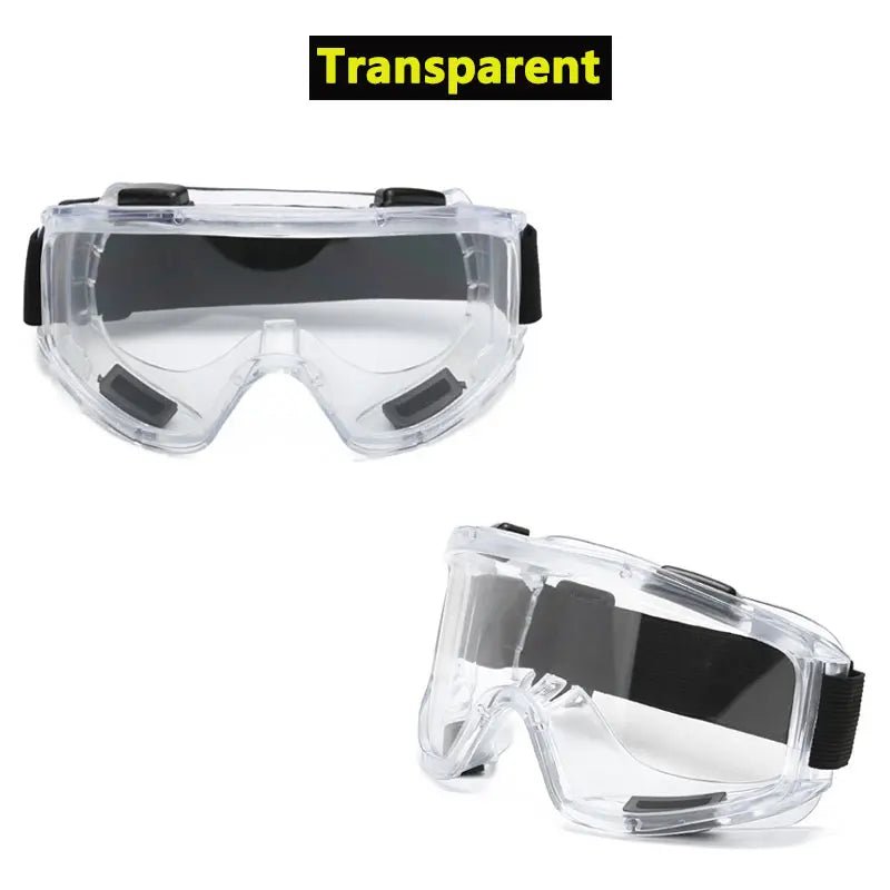 Antifog protective safety glasses by BACKUPMYFILESNOW.COM® with anti-splash, wind-proof design for industrial, cycling, and work use.