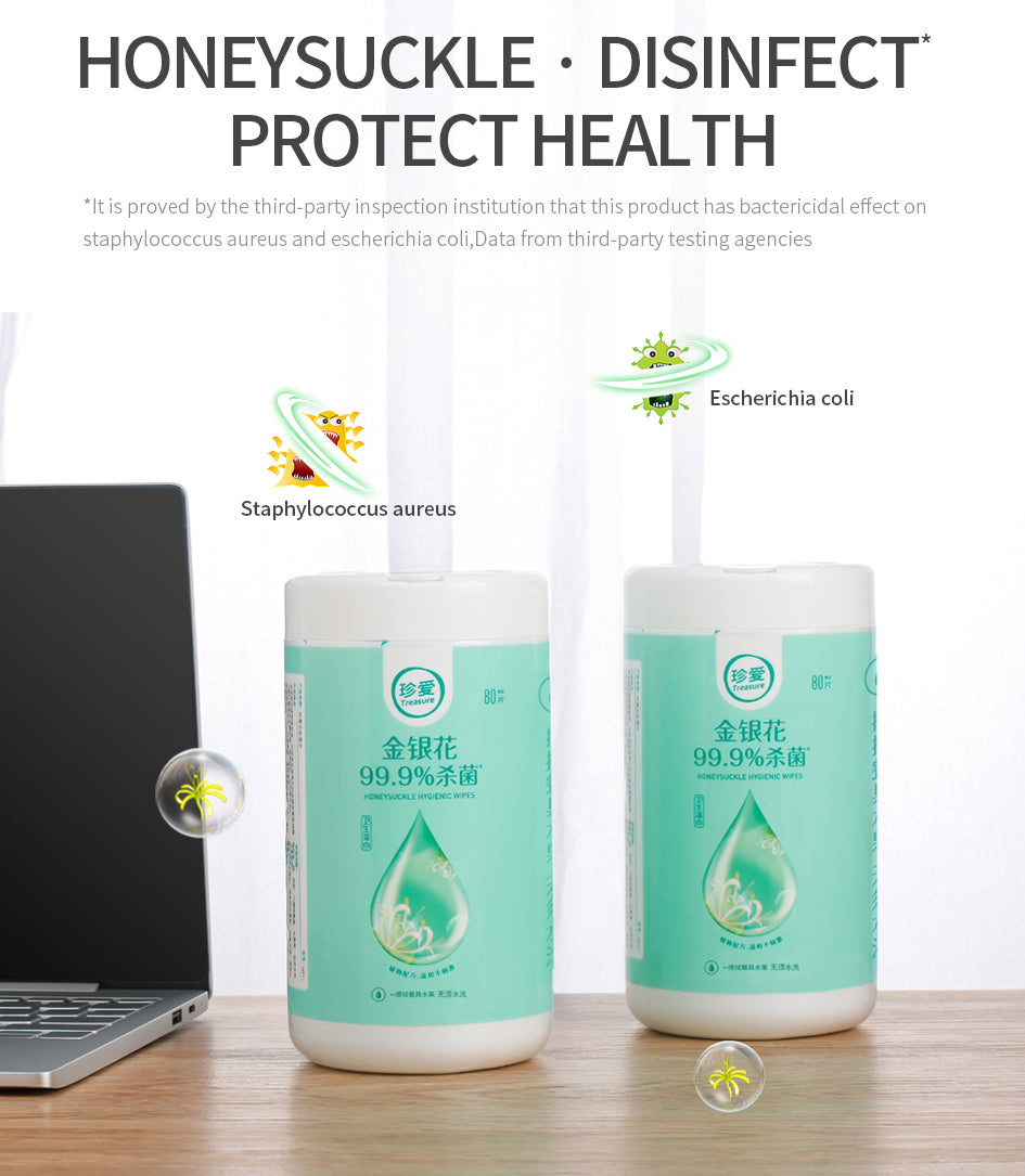 Honeysuckle antibacterial wet wipes in 3 tubes, each with 80 sheets, from BACKUPMYFILESNOW.COM® for hand cleaning and freshness.