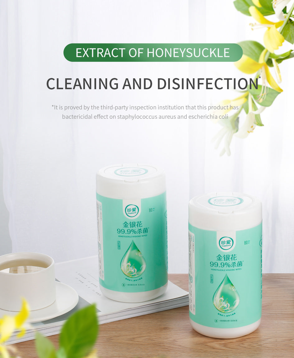 BackupMyFilesNow Honeysuckle antibacterial wet wipes in three tubes, showing soft cloths with floral scent and antibacterial properties.
