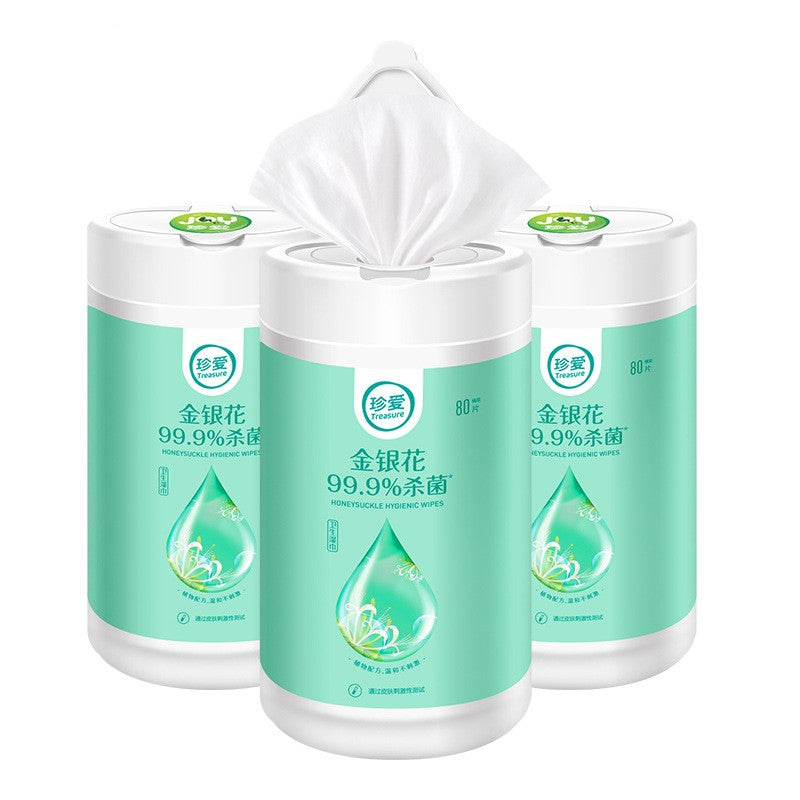 BackupMyFilesNow Honeysuckle Antibacterial Wet Wipes, 80 sheets per tube, three tubes, soft textured wipes for cleaning and sanitizing.