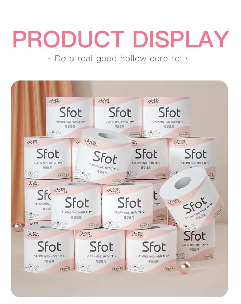 Six rolls of BACKUPMYFILESNOW.COM household paper towels with five layers and thickened core for durable, absorbent cleaning.