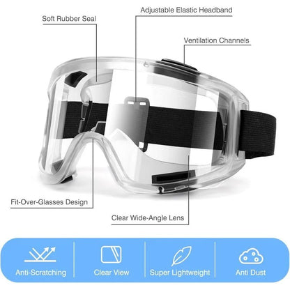 BACKUPMYFILESNOW.COM® safety goggles, anti-splash lab goggles with dust-proof design and industrial research protection.
