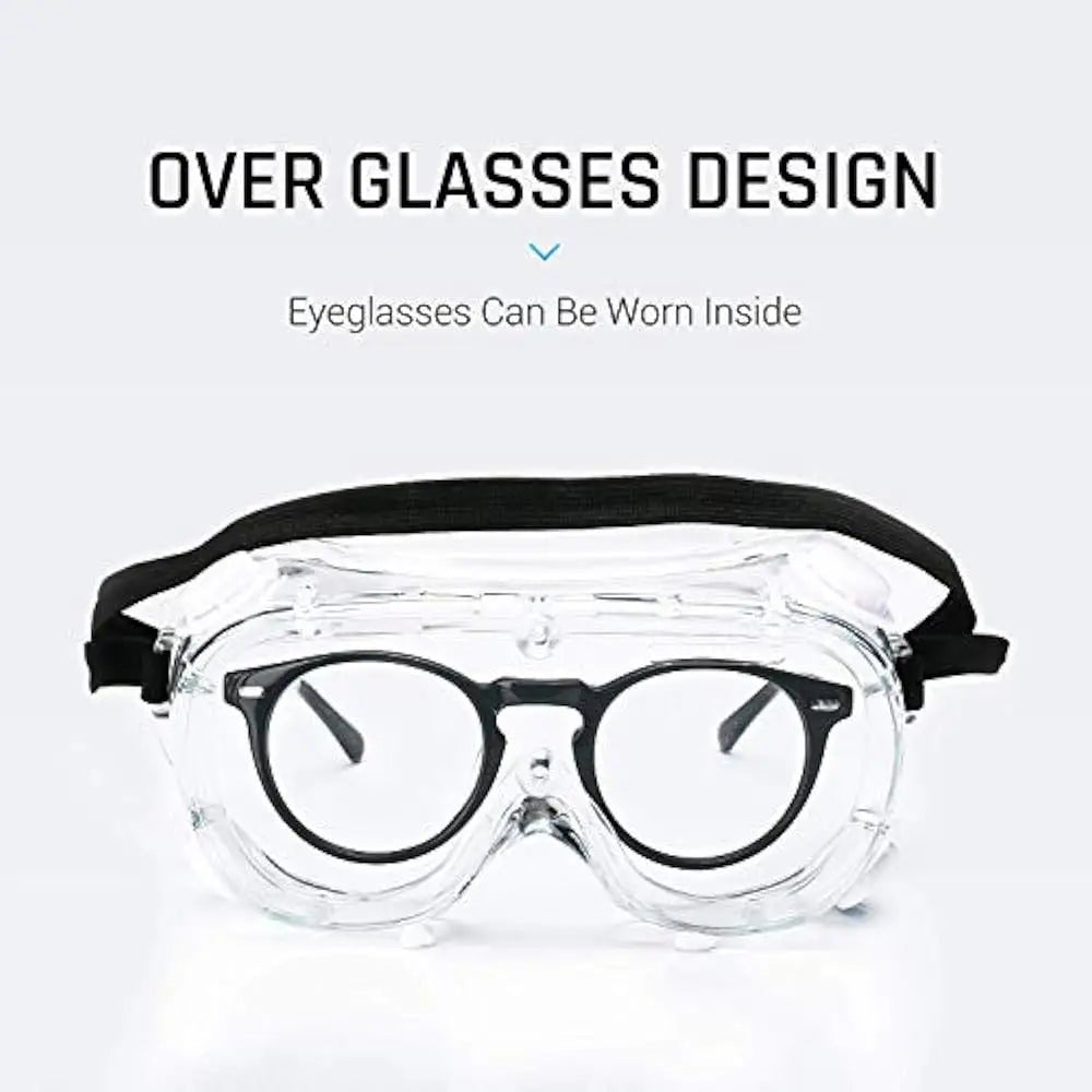 Waterproof safety goggles by BACKUPMYFILESNOW.COM® with anti-fog, windproof, dust-proof design for work and water park protection.