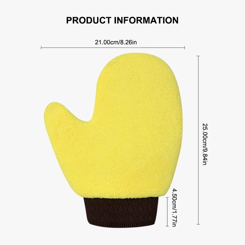 Seametal microfiber car washing glove with double-faced coral fleece for gentle cleaning and detailing of vehicle surfaces.