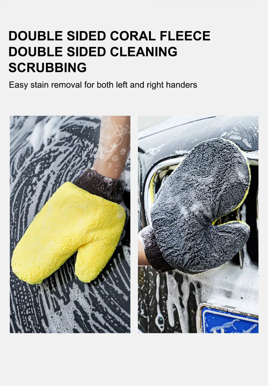 SEAMETAL microfiber car washing glove with double-faced coral fleece for gentle, effective vehicle cleaning and detailing.