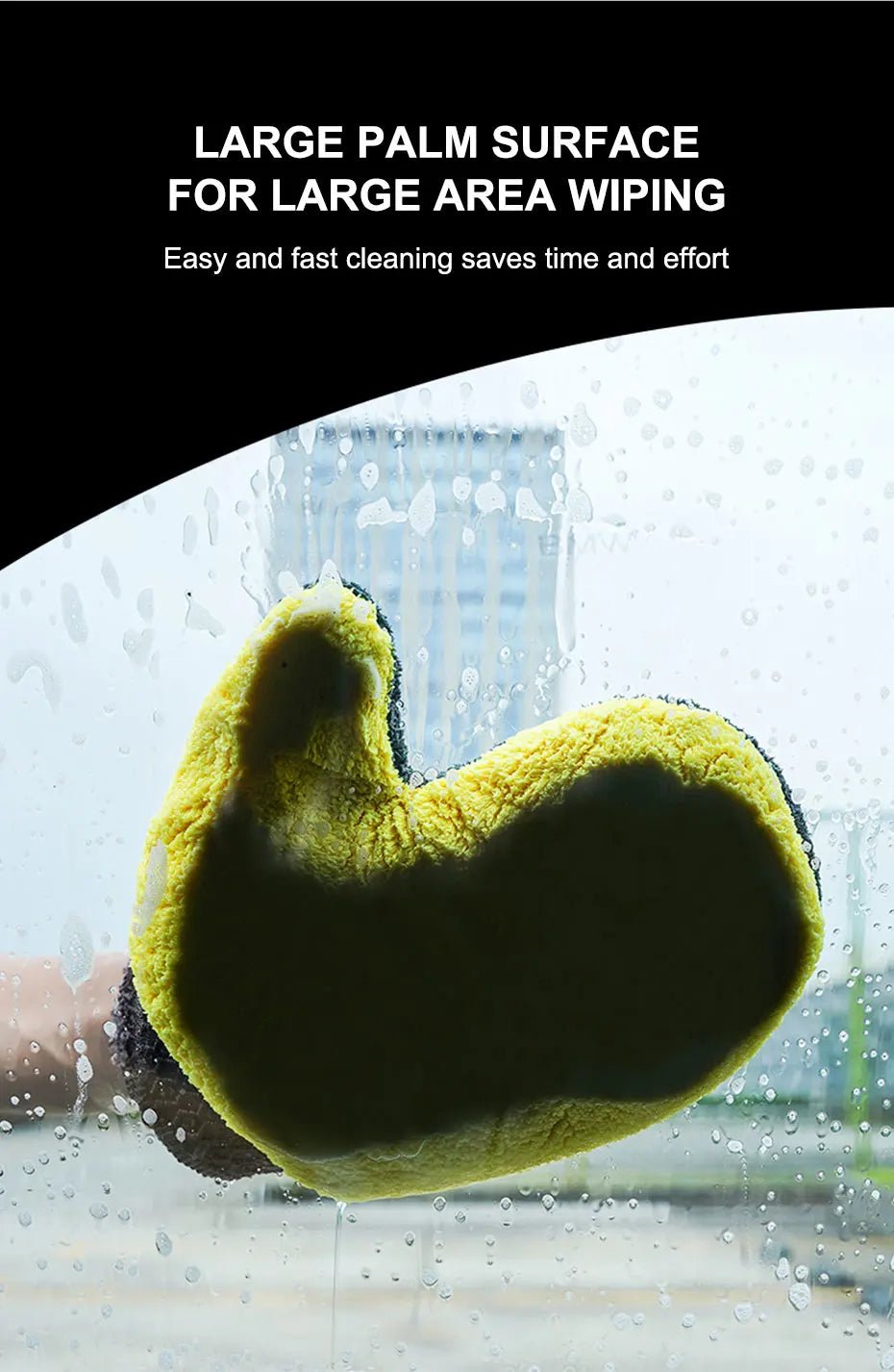 SEAMETAL microfiber car washing glove with double-faced coral fleece for gentle cleaning and car detailing.